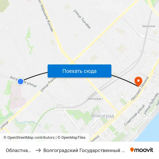 Областная Больница (Б) to Волгоградский Государственный Социально-Педагогический Университет map