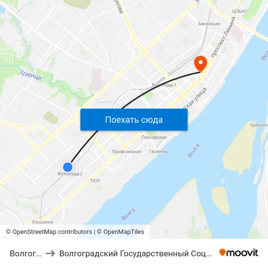 Волгоград-2 (А) to Волгоградский Государственный Социально-Педагогический Университет map