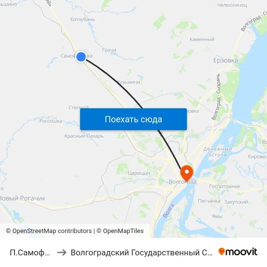 П.Самофаловка Тр. (А) to Волгоградский Государственный Социально-Педагогический Университет map