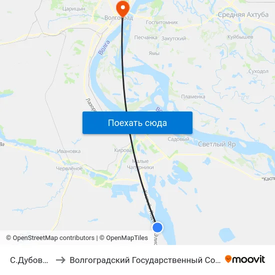 С.Дубовый Овраг (Б) to Волгоградский Государственный Социально-Педагогический Университет map