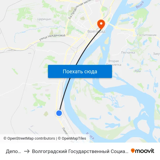 Депо №6 (Б) to Волгоградский Государственный Социально-Педагогический Университет map