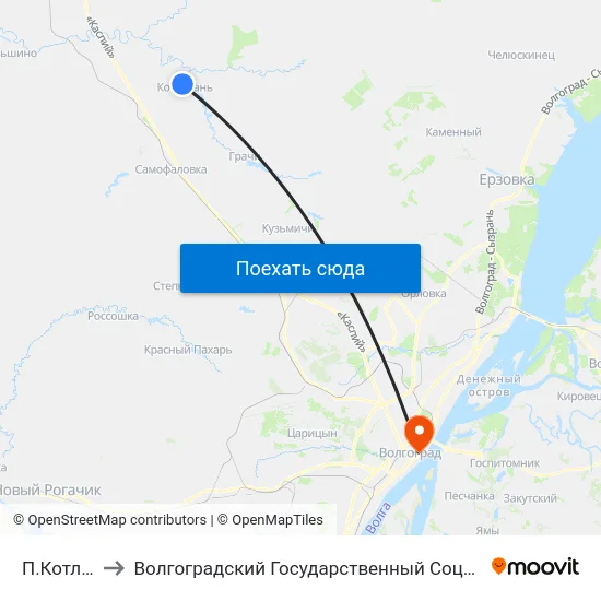 П.Котлубань (Б) to Волгоградский Государственный Социально-Педагогический Университет map
