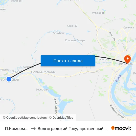 П.Комсомольский Тр. (А) to Волгоградский Государственный Социально-Педагогический Университет map