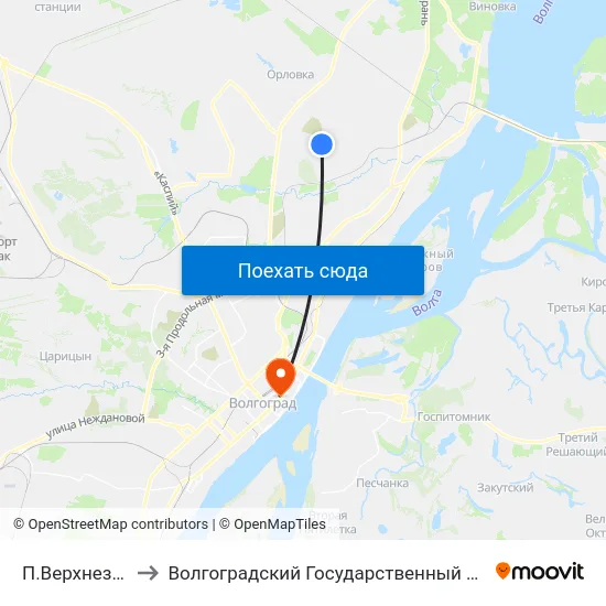 П.Верхнезареченский (Б) to Волгоградский Государственный Социально-Педагогический Университет map