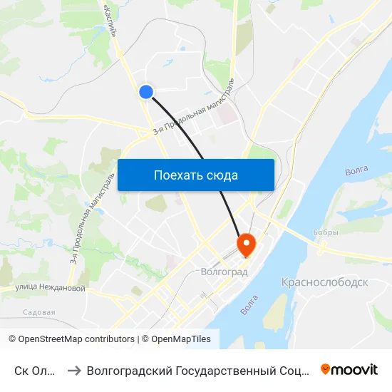 Ск Олимпия (А) to Волгоградский Государственный Социально-Педагогический Университет map