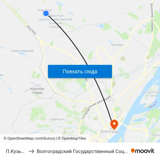 П.Кузьмичи 1 (Б) to Волгоградский Государственный Социально-Педагогический Университет map