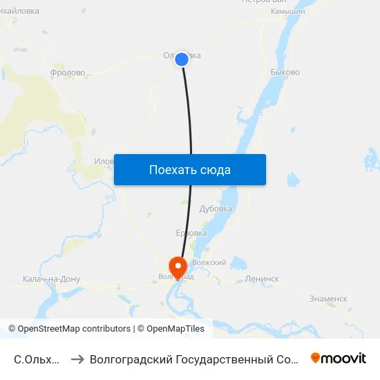 С.Ольховка Ас (Б) to Волгоградский Государственный Социально-Педагогический Университет map