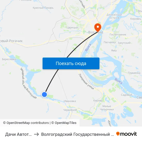 Дачи Автотранспортник (А) to Волгоградский Государственный Социально-Педагогический Университет map
