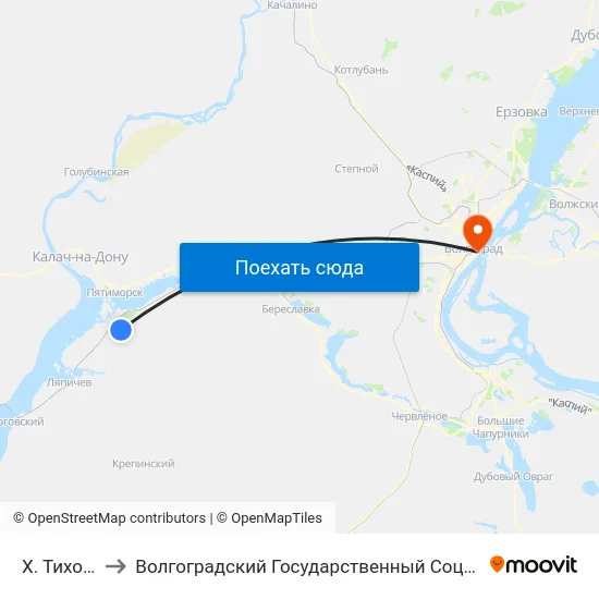 Х. Тихоновка (А) to Волгоградский Государственный Социально-Педагогический Университет map