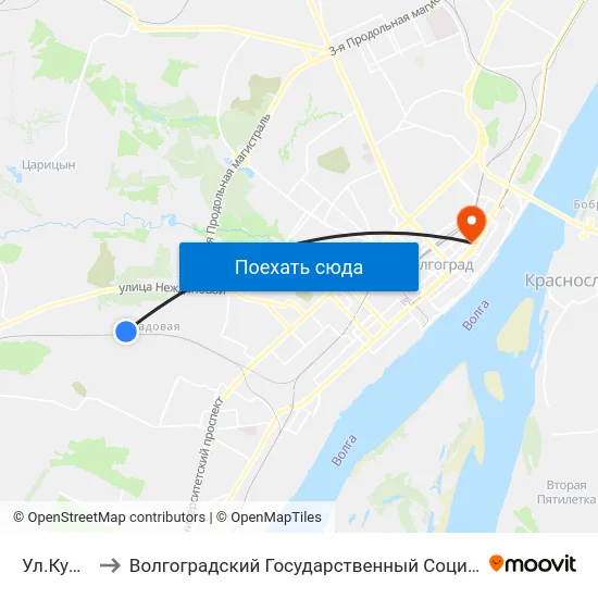 Ул.Куприна (А) to Волгоградский Государственный Социально-Педагогический Университет map