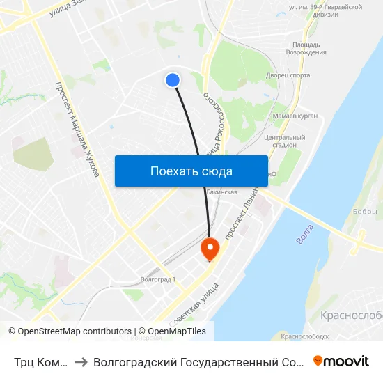 Трц Комсомолл (А) to Волгоградский Государственный Социально-Педагогический Университет map