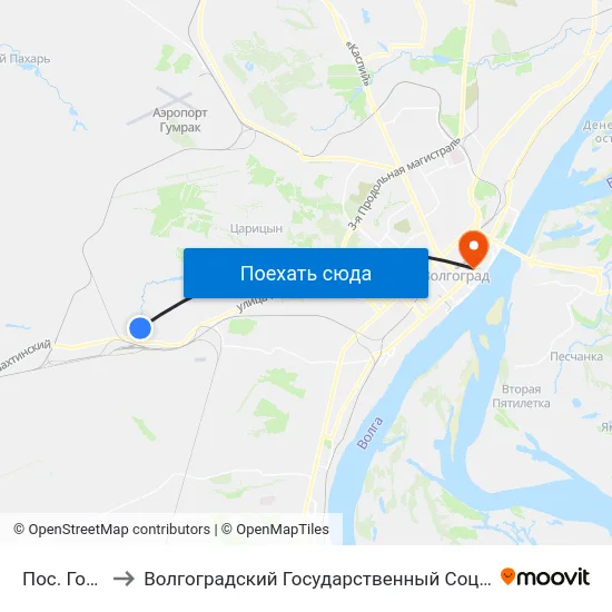 Пос. Горьковский to Волгоградский Государственный Социально-Педагогический Университет map