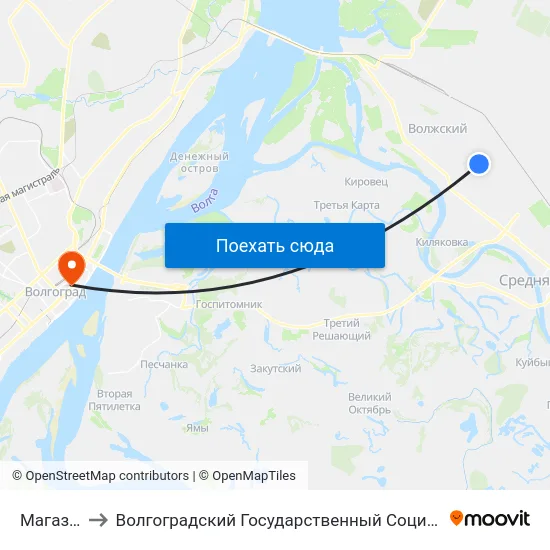 Магазин Заря to Волгоградский Государственный Социально-Педагогический Университет map