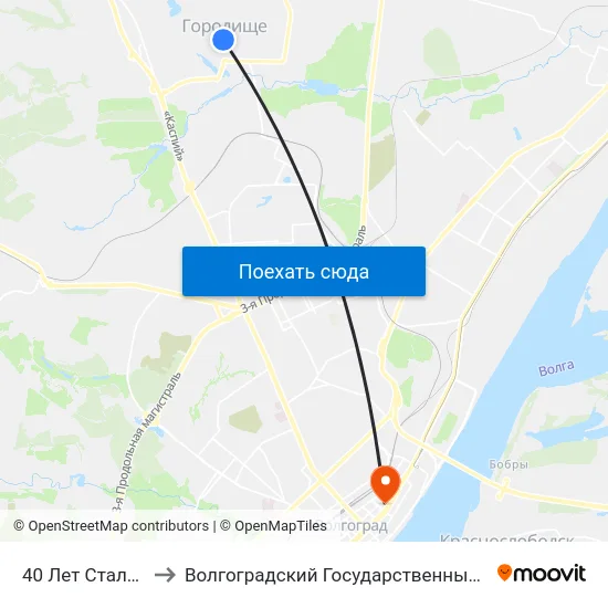 40 Лет Сталинградской Битвы to Волгоградский Государственный Социально-Педагогический Университет map