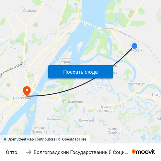 Оптовая База to Волгоградский Государственный Социально-Педагогический Университет map