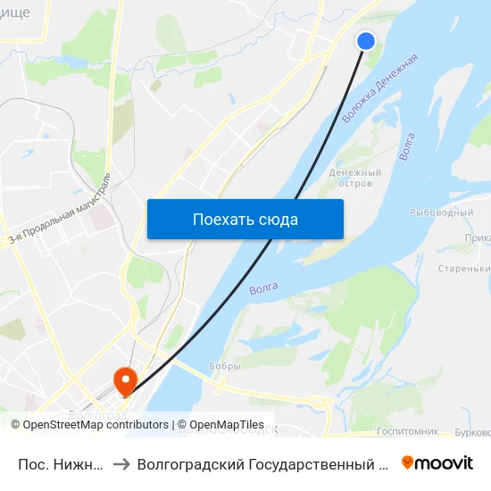 Пос. Нижний Тракторный to Волгоградский Государственный Социально-Педагогический Университет map