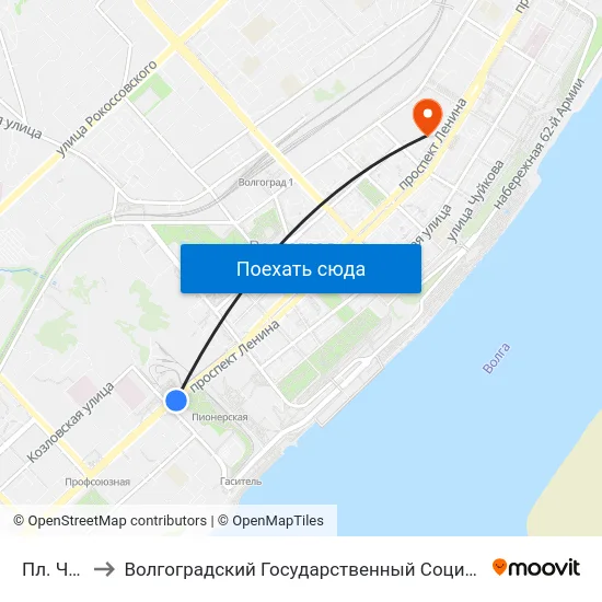 Пл. Чекистов to Волгоградский Государственный Социально-Педагогический Университет map