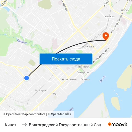 Кинотеатр Мир to Волгоградский Государственный Социально-Педагогический Университет map