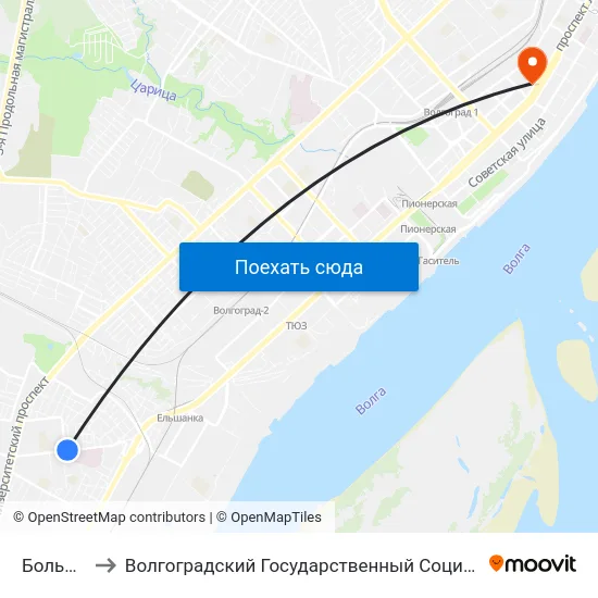 Больница №7 to Волгоградский Государственный Социально-Педагогический Университет map