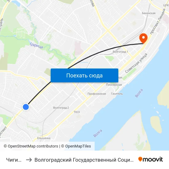 Чигиринская to Волгоградский Государственный Социально-Педагогический Университет map