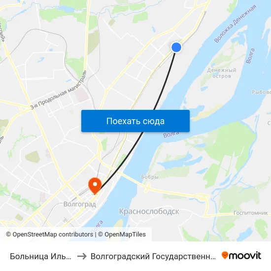 Больница Ильича (Проспект Ленина) to Волгоградский Государственный Социально-Педагогический Университет map