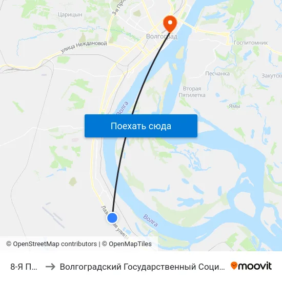 8-Я Площадка to Волгоградский Государственный Социально-Педагогический Университет map
