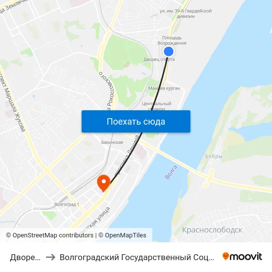 Дворец Спорта to Волгоградский Государственный Социально-Педагогический Университет map