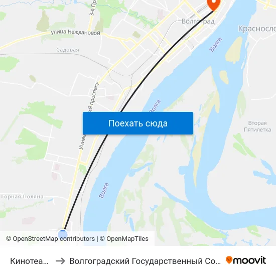 Кинотеатр Авангард to Волгоградский Государственный Социально-Педагогический Университет map