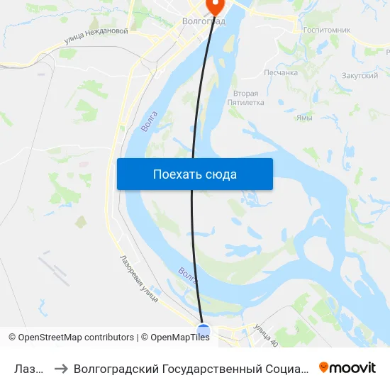 Лазоревая to Волгоградский Государственный Социально-Педагогический Университет map
