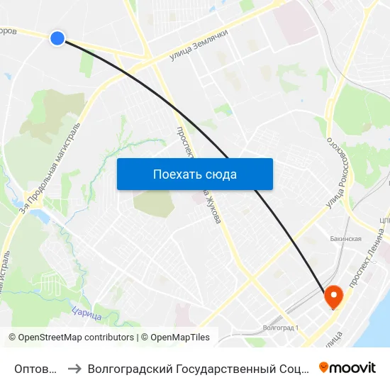 Оптовый Рынок to Волгоградский Государственный Социально-Педагогический Университет map