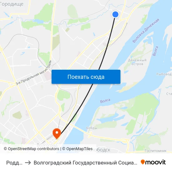 Роддом №1 to Волгоградский Государственный Социально-Педагогический Университет map