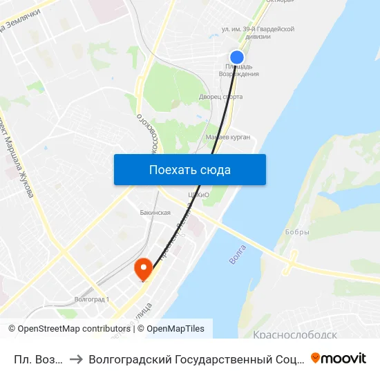 Пл. Возрождения to Волгоградский Государственный Социально-Педагогический Университет map