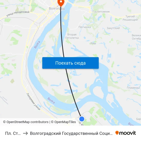 Пл. Столетова to Волгоградский Государственный Социально-Педагогический Университет map