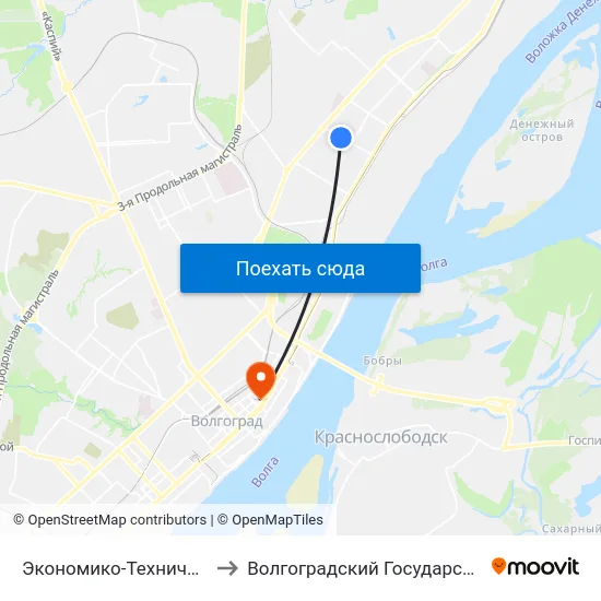 Экономико-Технический Колледж (Проспект Металлургов) to Волгоградский Государственный Социально-Педагогический Университет map