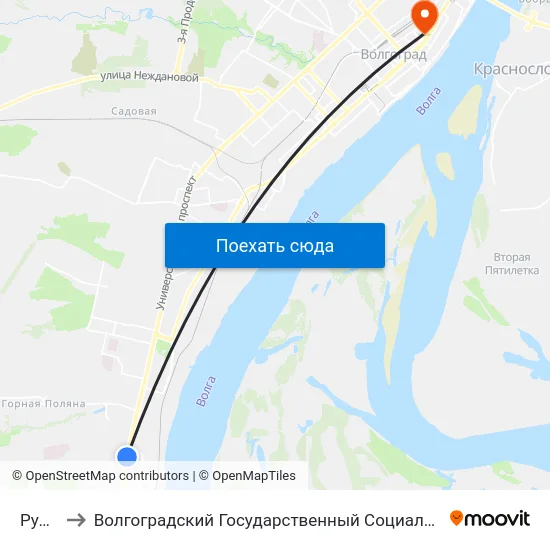 Руднева to Волгоградский Государственный Социально-Педагогический Университет map