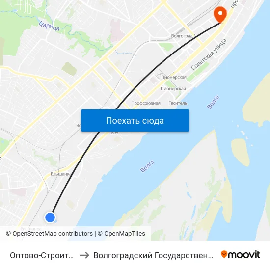 Оптово-Строительный Рынок На Тулака to Волгоградский Государственный Социально-Педагогический Университет map