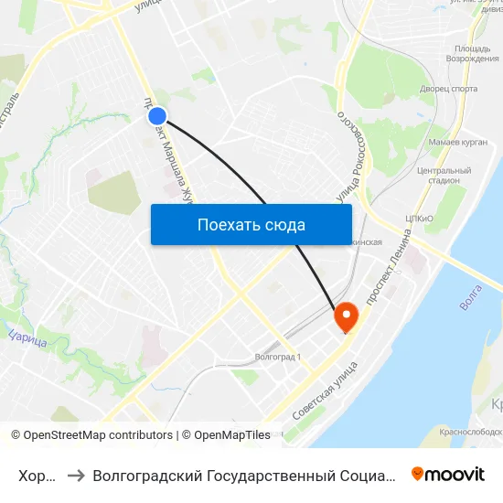Хорошева to Волгоградский Государственный Социально-Педагогический Университет map