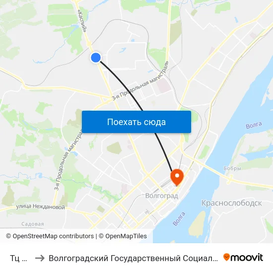 Тц Метро to Волгоградский Государственный Социально-Педагогический Университет map