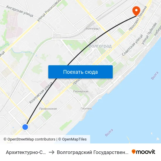 Архитектурно-Строительный Университет to Волгоградский Государственный Социально-Педагогический Университет map