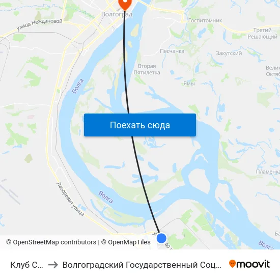 Клуб Строитель to Волгоградский Государственный Социально-Педагогический Университет map