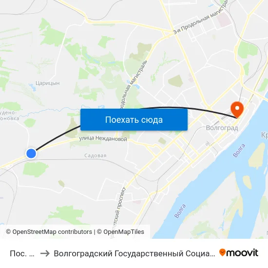 Пос. Ежовка to Волгоградский Государственный Социально-Педагогический Университет map