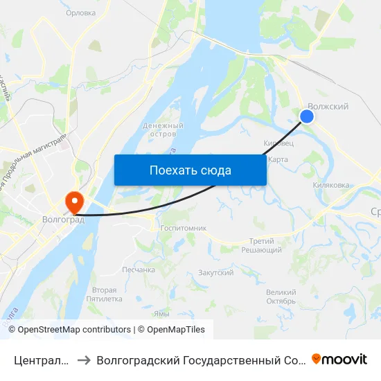 Центральный Рынок to Волгоградский Государственный Социально-Педагогический Университет map