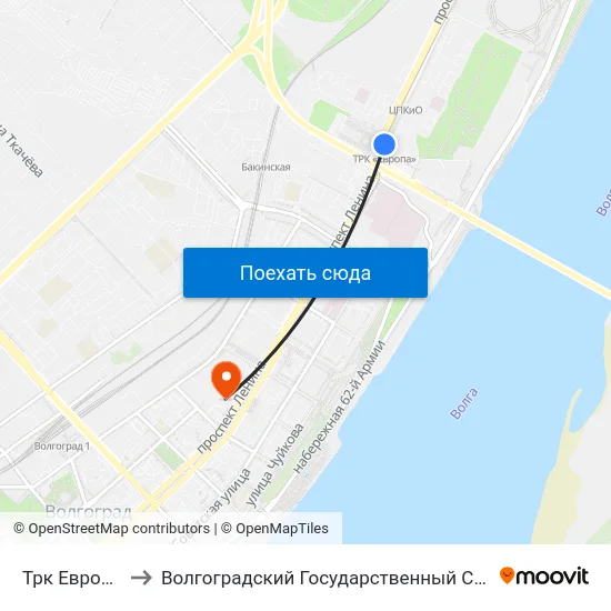 Трк Европа Сити Молл to Волгоградский Государственный Социально-Педагогический Университет map
