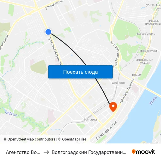 Агентство Воздушных Сообщений to Волгоградский Государственный Социально-Педагогический Университет map