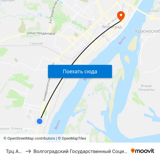 Трц Акварель to Волгоградский Государственный Социально-Педагогический Университет map