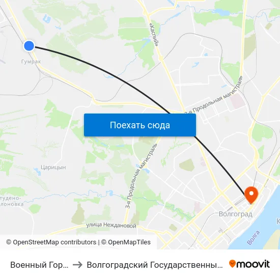 Военный Городок (Пос. Гумрак) to Волгоградский Государственный Социально-Педагогический Университет map