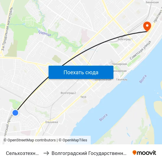 Сельхозтехника (По Требованию) to Волгоградский Государственный Социально-Педагогический Университет map