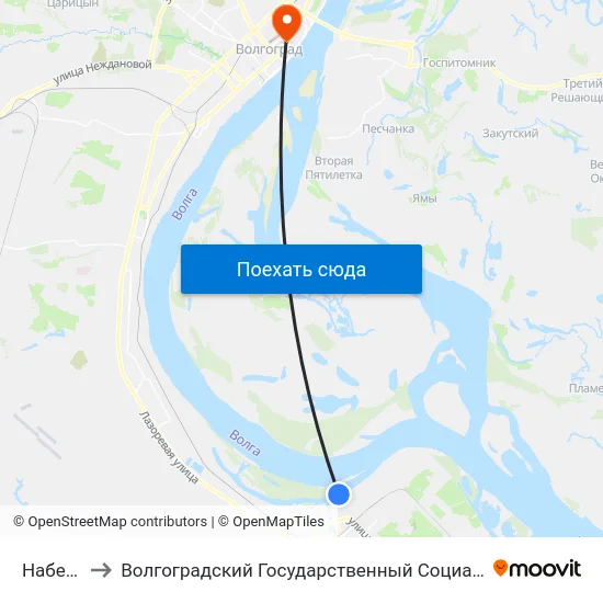 Набережная to Волгоградский Государственный Социально-Педагогический Университет map