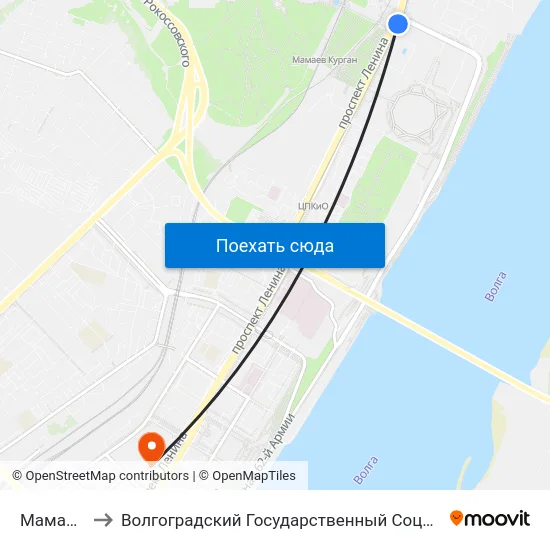 Мамаев Курган to Волгоградский Государственный Социально-Педагогический Университет map