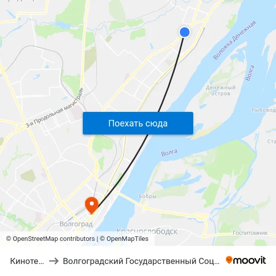 Кинотеатр Старт to Волгоградский Государственный Социально-Педагогический Университет map
